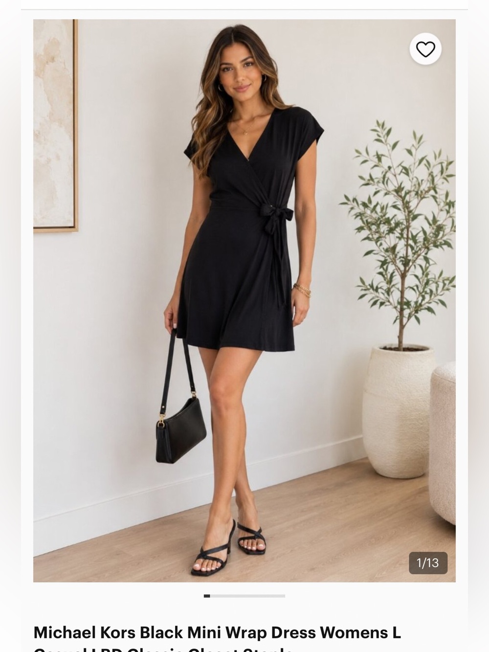 Michael Kors Black Wrap-Style Mini Dress